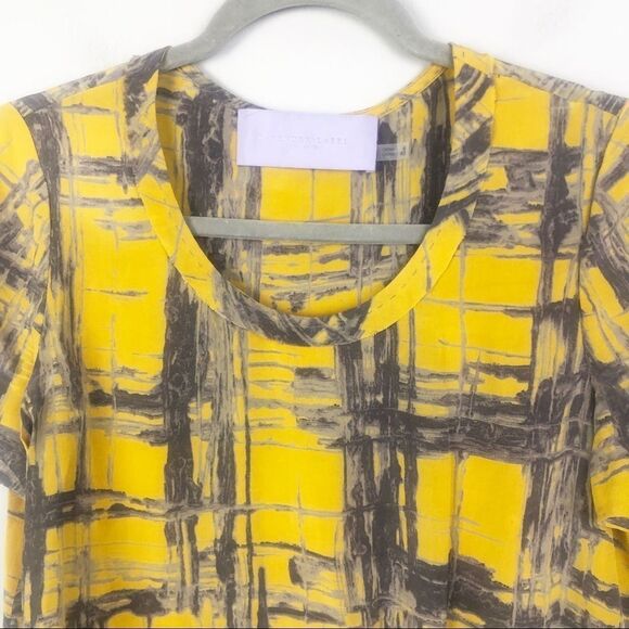 VERA WANG | Layered Detail Silk Blouse Yellow Sz 6 - Picture 4 of 10